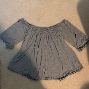 American Eagle off the shoulder stripe shirt